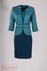Костюм в цвят петрол и тъмно синьо с флорални мотиви по роклята "Inspired by ART" collection