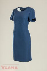 Права класическа елегантна рокля в цвят тъмно синьо