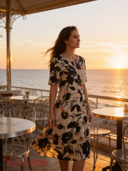 Art Dress Linen Navi and White