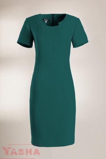 Права класическа елегантна рокля в маслено зелено