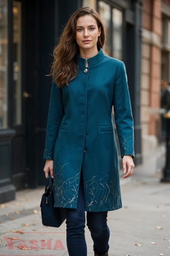 Long Coat Art Line – petrol Splashes