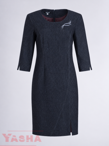Women’s Classic Straight Denim Dress in Navi | YASHA