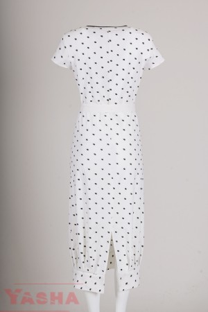 Art Dress Linen Navi and White