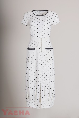 Art Dress Linen Navi and White