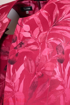 Костюм с флорални мотиви в цвят малина и бордюр в талия "Inspired by ART" collection