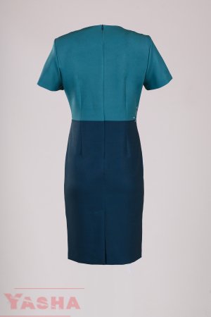 Костюм в цвят петрол и тъмно синьо с флорални мотиви по роклята "Inspired by ART" collection