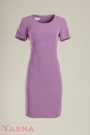 Права класическа елегантна рокля в цвят лилаво