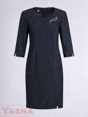 Women’s Classic Straight Denim Dress in Navi | YASHA