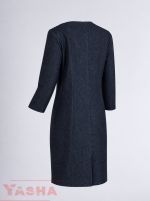 Women’s Classic Straight Denim Dress in Navi | YASHA